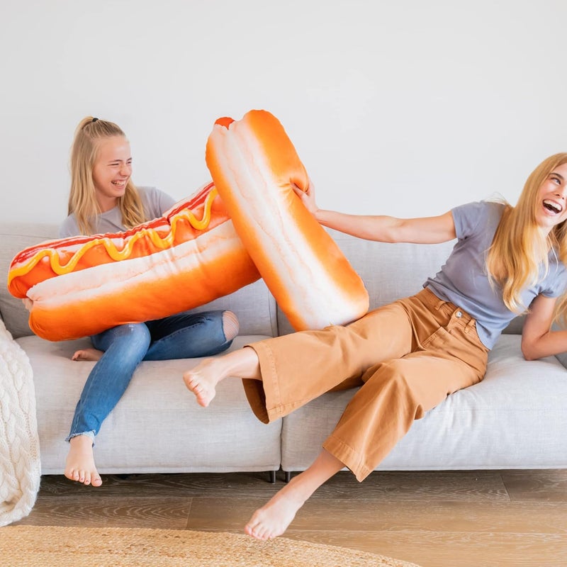 Much Comfort 30" 3D Supreme Hot Dog Throw Pillow - Made with Super Soft & Ultra Premium Fabric - Cute, Comfortable, Plush, Stuffed Body Cushion for Home Decor - Best Funny Gift for Meat Lovers - Large - Image 3